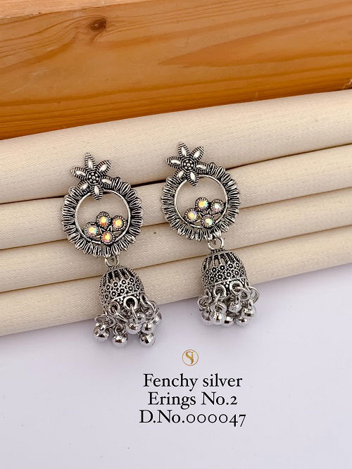 Designer Fancy Navaratri Special Silver Earrings 4 Wholesale Online
